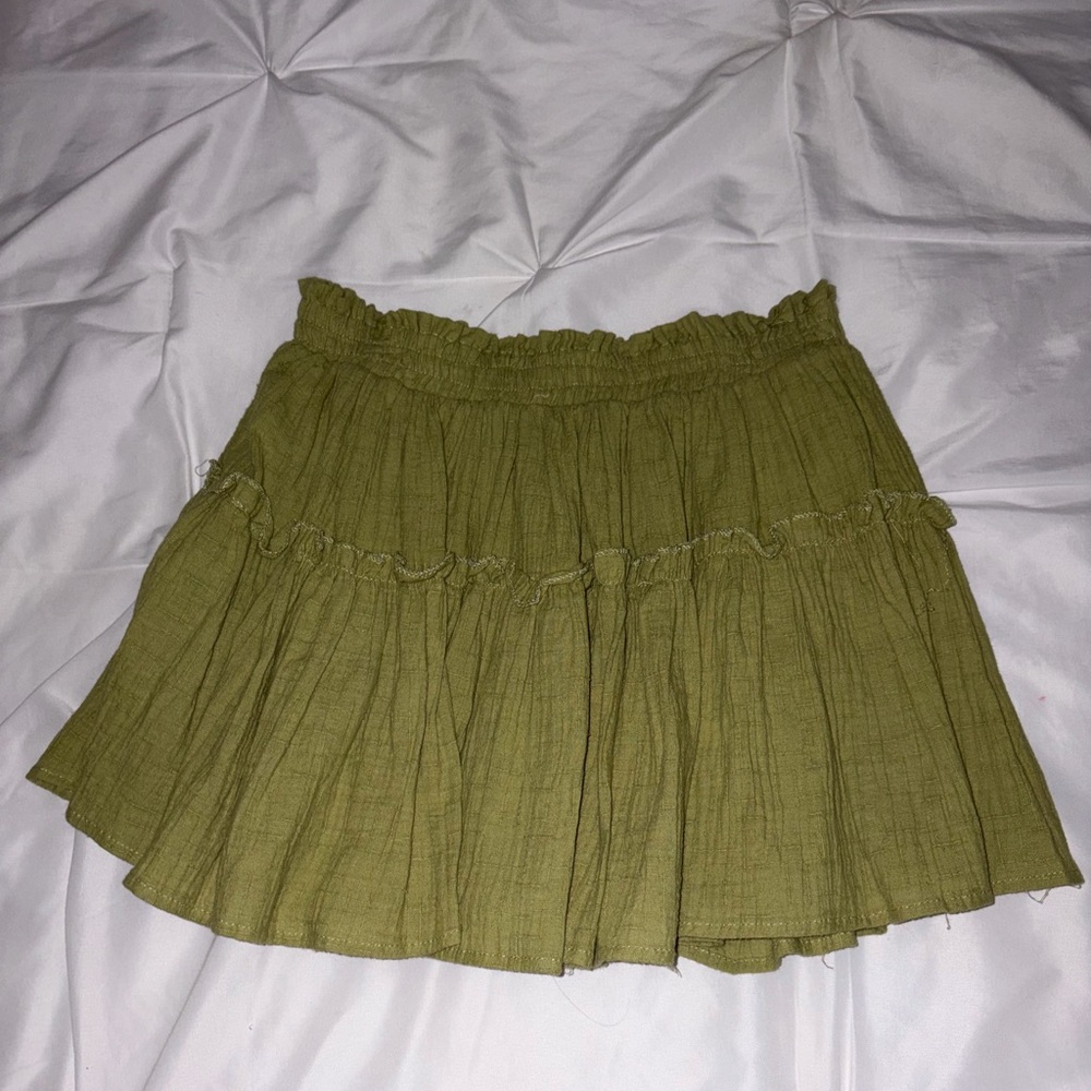 Forever 21 Olive Mini Skirt Ruffle